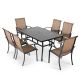 Nuu Garden 7-pcs Rust-Free Metal Outdoor Patio Dining Set with 6 Textilene Dining Chairs and Rectangular Dining Table