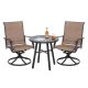 Nuu Garden 3-Piece Steel Round Outdoor Patio Bistro Set in Brown
