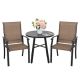 Nuu Garden 3-Piece Metal Outdoor Bistro Set Patio Furniture with Round Coffee Table and Textilene Armchairs in Brown