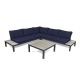 Tortuga Outdoor Lakeview Aluminum Outdoor Sectional Set w/ Navy Cushions
