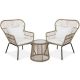 3-Piece Wicker Outdoor Bistro Set with Cream White Cushions