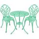 Teal 3-Piece Metal Cast Aluminum Outdoor Patio Bistro Furniture Set with Antique Finish