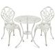 White 3-Piece Metal Cast Aluminum Outdoor Patio Bistro Furniture Set with Antique Finish