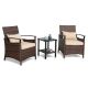 3-Piece Wicker Outdoor Bistro Set with Beige Cushion