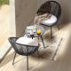 Nuu Garden Dark Gray 3-pc Metal Outdoor Patio Bistro Set with Light Gray Cushions