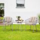 Nuu Garden 3-pc Metal Outdoor Rope Weave Bistro Set with Beige Cushion