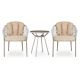 Nuu Garden 3-Piece Metal Outdoor Rope Weave Bistro Set w/ Beige Cushion