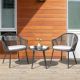Dark Gray 3-Piece Metal Outdoor Bistro Set Patio Conversation Seating Set with White Cushion