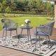Nuu Garden 3-Piece Aluminum Outdoor Bistro Set Outdoor Furniture with Grey Cushion