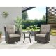 Carolina Brown Wicker Patio Conversation Deep Seating Set with Olefin Gray Cushions
