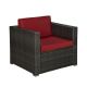 4-Piece Wicker Outdoor Sectional Set with Red Cushion ST601A-2