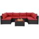 7-Piece Wicker Patio Conversation Set with Red Cushions ST609A-68