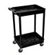 H Wilson STC Series 18 in. W x 24 in. L 2-Tub Shelf Utility Cart, Black