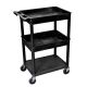 Luxor STC 24 in. W x 18 in. D 3 Top/ Middle Tub and Flat Bottom Shelf Utility Cart