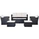6-Piece PE Wicker Outdoor Patio Conversation Set with Beige Cushions SW-HWTY-BE-18