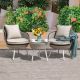 3-Piece Wicker Patio Conversation Set Outdoor Bistro Set with Beige Cushion