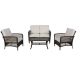 Nuu Garden Rattan 4-Piece Outdoor Wicker Sofa Set Patio Conversation set w/ Beige Cushions