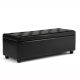 Simpli Home Hamilton 48 inch Traditional Storage Ottoman in Midnight Black Bonded Leather