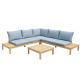 Lautan Sorrento 2-Piece Wooden Outdoor Sectional with Blue Cushions