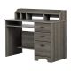 South Shore 44.75-in. Gray Maple Rectangular 3 -Drawer Computer Desk with Hutch