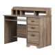 South Shore 44.75 inch Weathered Oak Rectangular 3 -Drawer Computer Desk w/ Hutch