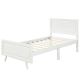 White Twin Size Bed Frame Wood Platform Bed with Headboard and Slat Support, Suitable for Bedroom Children, Girls, Boys
