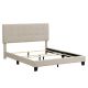 URTR 84 in.W Beige Queen Size Upholstered Platform Bed with Tufted Headboard, Upholstered Bed Frame, Box Spring Needed