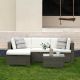 Tozey 5-Piece Wicker Rattan Patio Conversation Sets All-Weather PE Sofa Set with Pillows and Beige Cushions