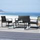 Tozey 4-Pieces Wicker Patio Conversation Sets PE Rattan Chairs with Black Table