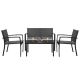 Black 4-Piece Metal Outdoor Bistro Set Patio Conversation Set Glass Coffee Table