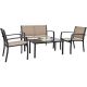 Tozey Beige 4-Piece Metal Outdoor Bistro Set Patio Conversation Set Glass Coffee Table