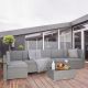 Gray 7-Piece Wicker Outdoor Sectional Set with Coffee Table and Gray Cushions