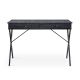 42 in. Rectangle Black MDF 2-Drawer Computer Desk with X-Shape Metal Legs