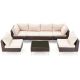 Bnbn 7-Piece Wicker Patio Conversation Set with Wine Beige Cushions