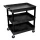 H Wilson TC Series 24 inch W x 32 inch L 3-Tub Shelf Utility Cart, Black