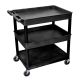 Luxor 32 in. W x 24 in. D x 36.5 in. H w/ 2-Tub and 1-Flat Shelf Utility Cart in Black