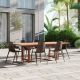 Oahu 7 pc. Eucalyptus Wood and Resin Patio Rectangular Dining Table Set Ideal for Outdoors, Brown