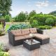 Rattan Outdoor Sectionals Patio Conversation Set Sofas w/ Beige Cushions