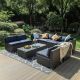 Rattan Outdoor Sectionals Patio Conversation Set Sofas w/ Blue Cushions - THD-EGF010-B