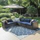 Rattan Outdoor Sectionals Patio Conversation Set Sofas w/ Blue Cushions - THD-PSPV006-B1