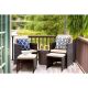 4 pc.s Patio Furniture Space Saving Outdoor Brown Black Wicker Rattan Dining Sofa Chairs