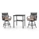 3-Piece Metal Outdoor Bar Height Dining Set w/ Beige Cushions