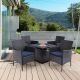 5-pc Wicker Rattan Patio Conversation Set Firepit Chairs with Blue Cushions
