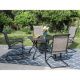 PHI VILLA Black 5-Piece Metal Patio Outdoor Dining Set with Slat Square Table and Textilene C-Spring Chairs