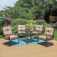 PHI VILLA Black 5-pc Metal Patio Outdoor Dining Set with Slat Square Table and C-Spring Chairs with Beige Cushions
