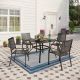 5-Piece Metal Patio Outdoor Dining Set with Square Table and Bull's Eye Pattern Dining Chairs