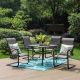 PHI VILLA Black 5-pc Metal Patio Outdoor Dining Set with Square Table and Textilene C-Spring Chairs
