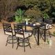 5-Piece Metal Outdoor Bar Height Dining Set w/ Beige Cushions