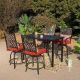 5-Piece Metal Outdoor Bar Height Dining Set w/ Red Cushions
