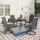 5-Piece Metal Outdoor Dining Set w/ Grey Textilene Swivel Sling Chairs